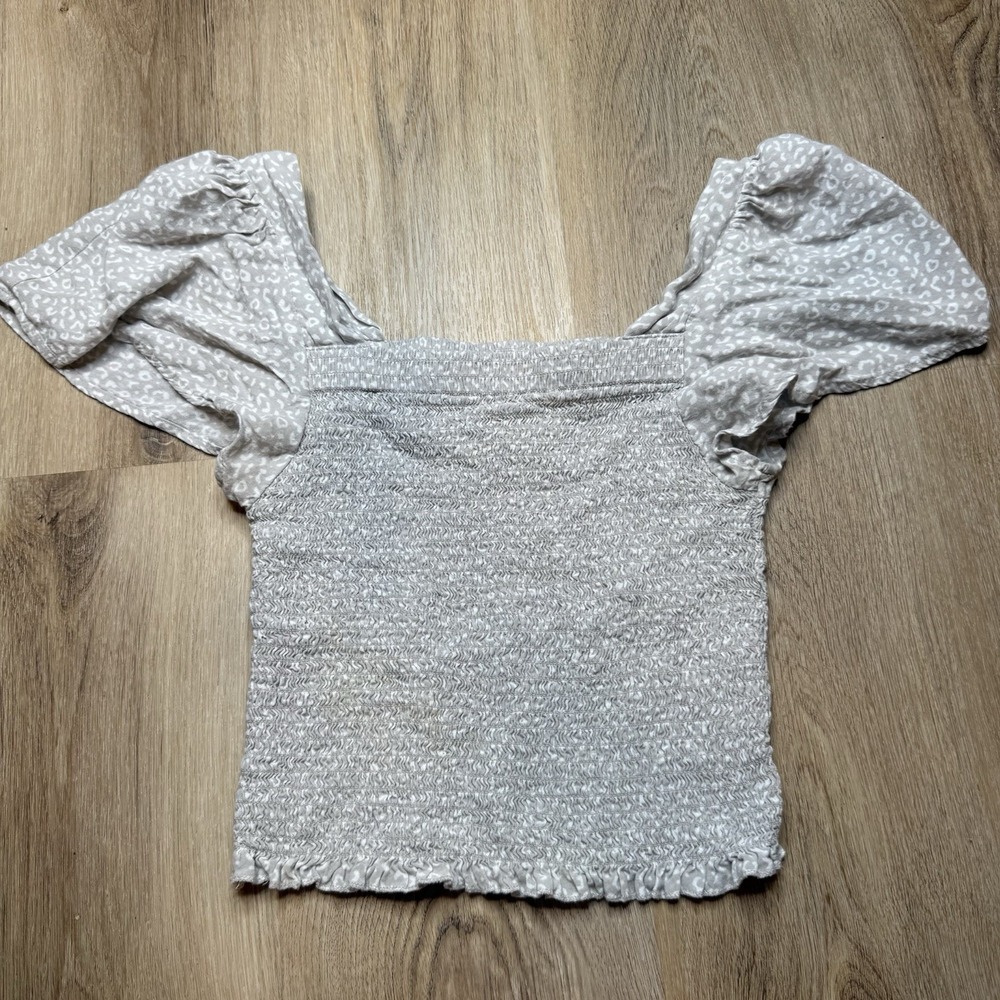 Japna Squareneck Voile Top‎ Small Puff Sleeve Cottagecore Ditzy Peasant Plaid